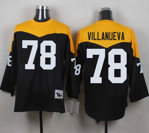Mitchell And Ness 1967 Steelers #78 Alejandro Villanueva Black/Yelllow Throwback Men's Stitched NFL Jersey - Click Image to Close